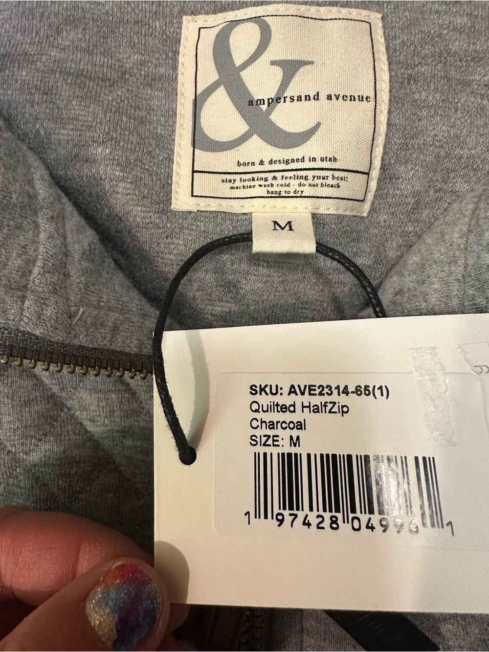 NWT Ampersand Avenue Quilted HalfZip in Charcoal - Picture 6 of 12